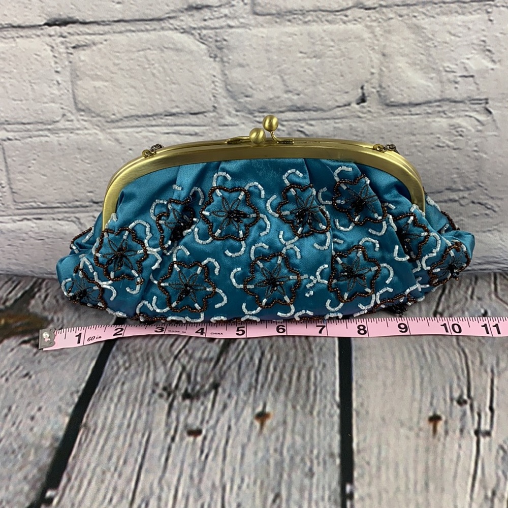 KATE LANDRY Beaded Blue/Brown/White/Gold Shoulder/Crossbody/Clutch Bag - Picture 7 of 17